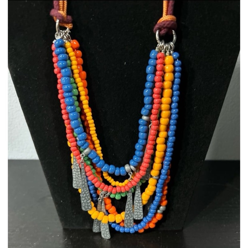 Multi-strand‎ colorful beaded necklace and bracelet fringes Spring boho hippie